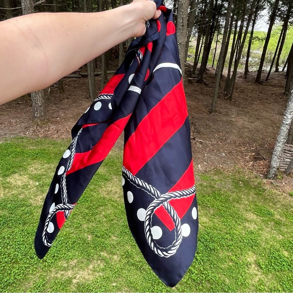 Cornelia James Rope Polka Dot Scarf Wrap Silk Square Stripe Scarf